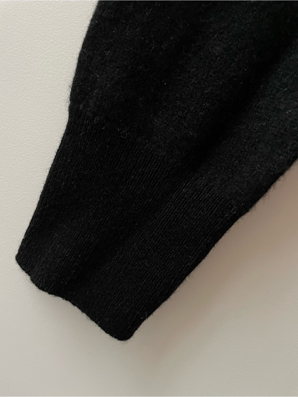 Naadam Black Lightweight Long Sleeve Crewneck Cashmere Sweater with Smiley Patch - Picture 10 of 10